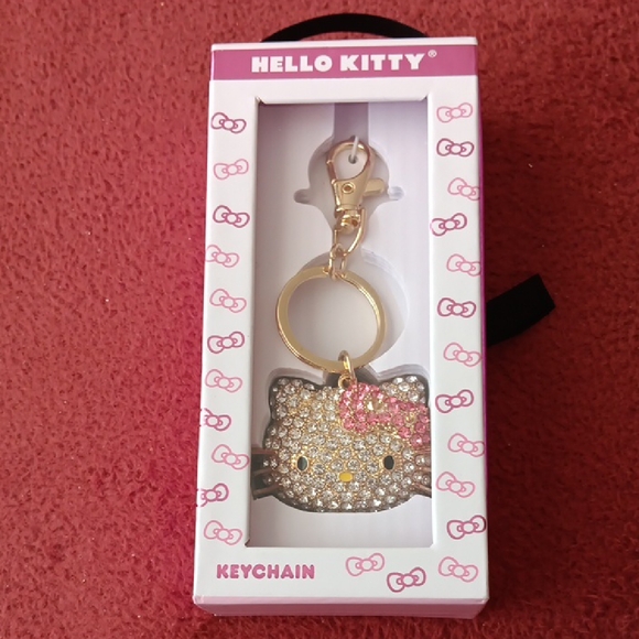Hello Kitty Accessories - Hello Kitty Sparkling Gold and Pink Keychain